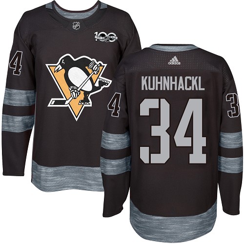 Adidas Penguins #34 Tom Kuhnhackl Black 1917-100th Anniversary Stitched NHL Jersey - Click Image to Close